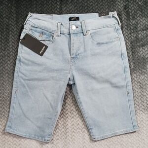 True Religion Rocco Shorts Mens 30 Blue Cotton Denim Bermuda Relaxed Fit Stretch